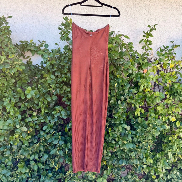 Nookie Adriana Midi Dress Brown Rhinestone Strapless Jersey Bodycon Size XS NWT - Picture 7 of 7